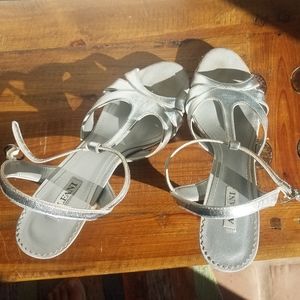 Silver strappy heels